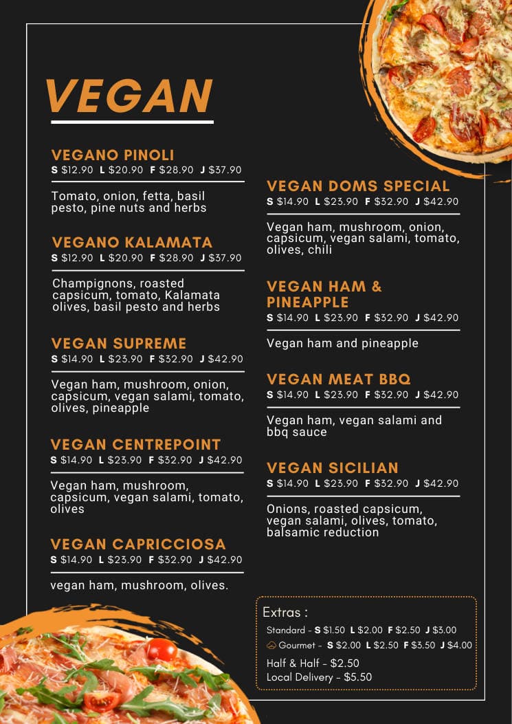 Centrepoint menu page 9